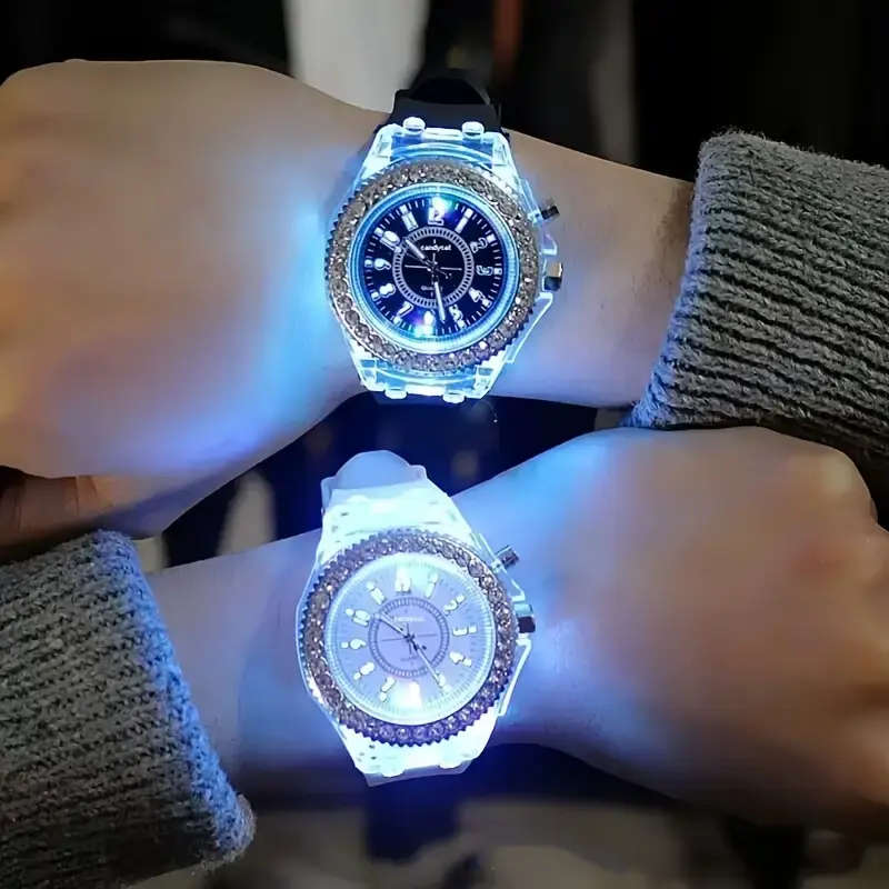 Glowing Watch Transparent Luminous Function Quartz  Watch