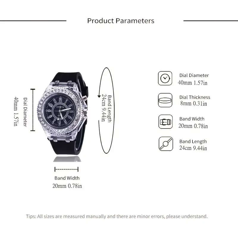 Glowing Watch Transparent Luminous Function Quartz  Watch