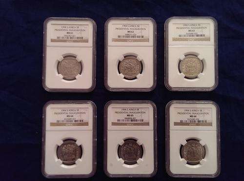 !! CRAZY START !! 1994 Presidential Inauguration R5 Coin Set ** MS61 - MS66 ** 6 Coin Set