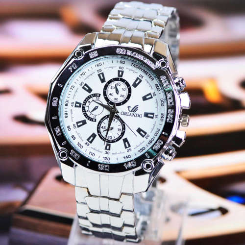 Stainless Steel Strap Mens Quartz Watch Casual Wristwatch