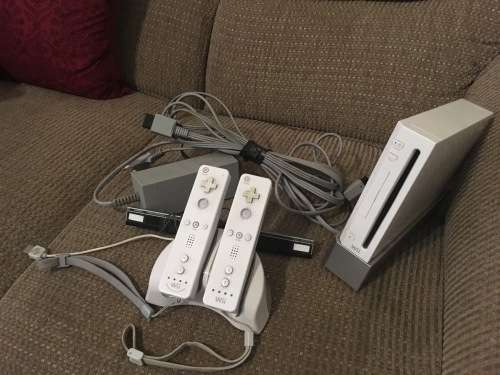 Nintendo Wii Console RVL - 001 + Cables + 2 Remotes + random extras accessories