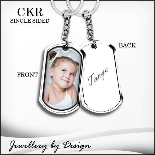 Single Sided Classic shaped key ring personalized with your photo on the front