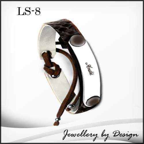 SparklingThings *  leather straps for the men, rivoted ontop is the classic stainless steel plate