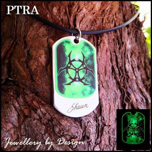 Stainless Steel Radio Active Glow tag (Glow in Dark)