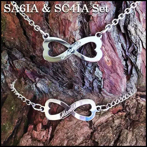 Infinity pendant and bracelet set
