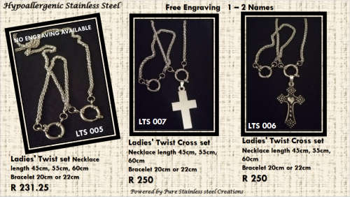 SHOP 2 Combo - Stainless steel Plain Twist Necklace and Bracelet Set