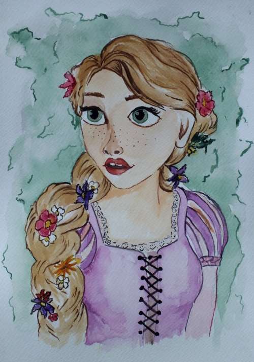 One Custom Disney princess watercolour painting