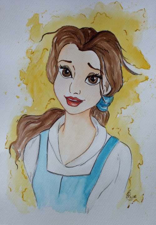 One Custom Disney princess watercolour painting