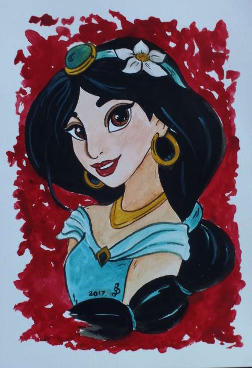 One Custom Disney princess watercolour painting