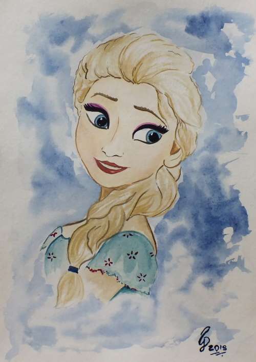 One Custom Disney princess watercolour painting