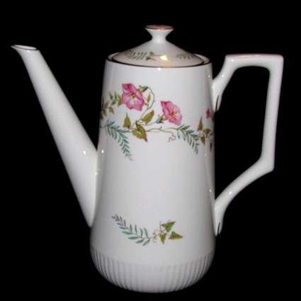 Abbeydale Coffee Pot - Pink Morning Glories, Gold Trim - Pattern ABB1