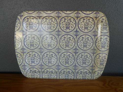 Vintage Metal Blue and White Tray (41 x 56cm)