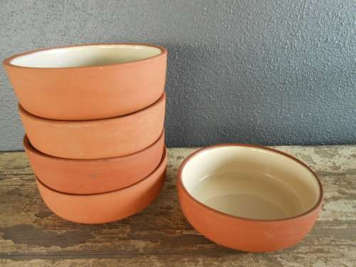 Set of 5 Heavy Earthern Bowls (Glazed on the inside of the bowl)