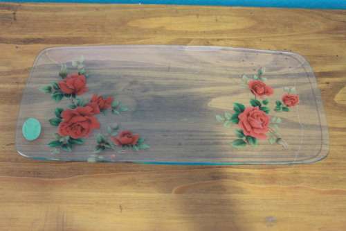 Rectangular Glass Dish with Rose Print