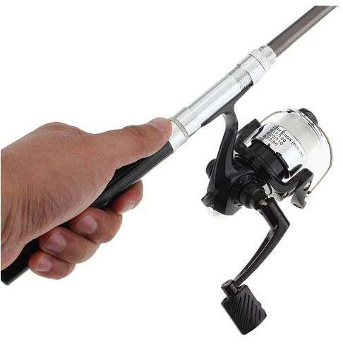 Mini Telescopic Portable Pocket Pen Shape Aluminum Alloy Fishing Rod Reel Line set