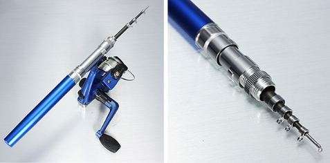 Mini Telescopic Portable Pocket Pen Shape Aluminum Alloy Fishing Rod Reel Line set