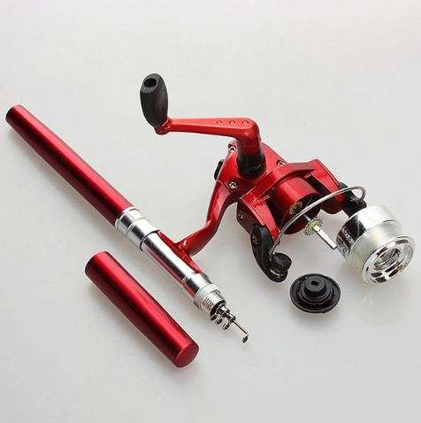 Mini Telescopic Portable Pocket Pen Shape Aluminum Alloy Fishing Rod Reel Line set