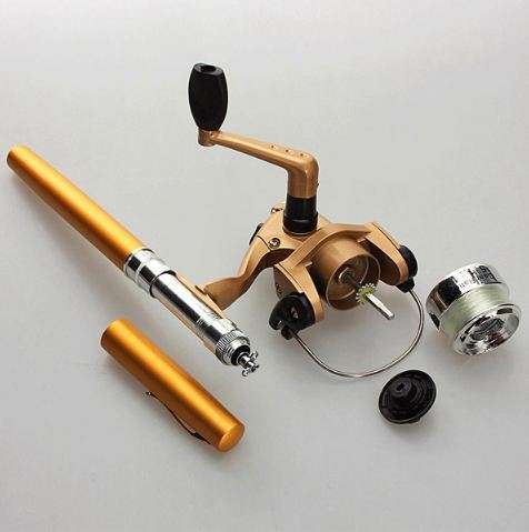 Mini Telescopic Portable Pocket Pen Shape Aluminum Alloy Fishing Rod Reel Line set
