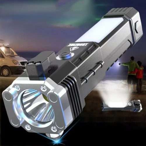 USB Charging Super Bright LED Flashlight With Safety Hammer