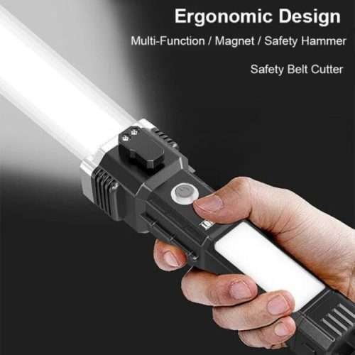 USB Charging Super Bright LED Flashlight With Safety Hammer