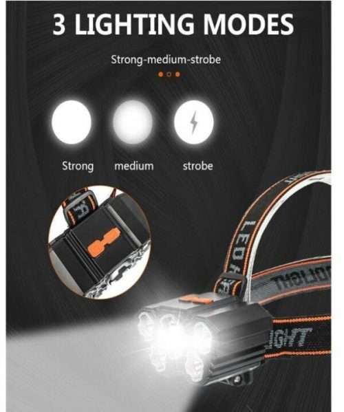 5 LED USB Rechargeable Highlight Head Lamp