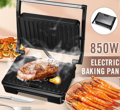 220V Non Stick - Electric Meat Griller/Sandwich Maker/Dual Grill Toaster/Breakfast Maker - 850w