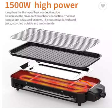 2 IN 1 - Portable Electric Barbecue Grill - 1500WATT