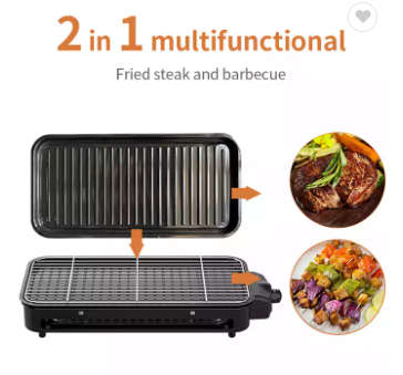 2 IN 1 - Portable Electric Barbecue Grill - 1500WATT