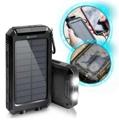 Solar Panelled Power Bank With Powerful Flashlight - 20000 mAh