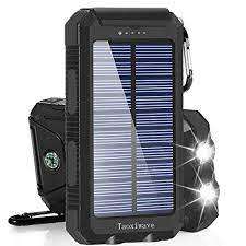 Solar Panelled Power Bank With Powerful Flashlight - 20000 mAh