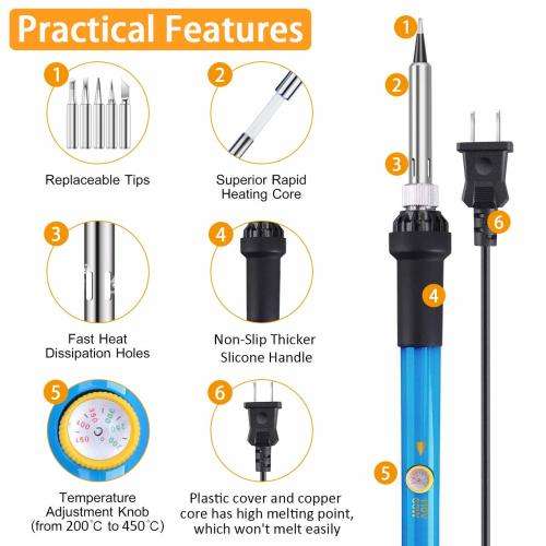 15-in-1 Soldering Iron Kit - 60W - with Adjustable Temperature