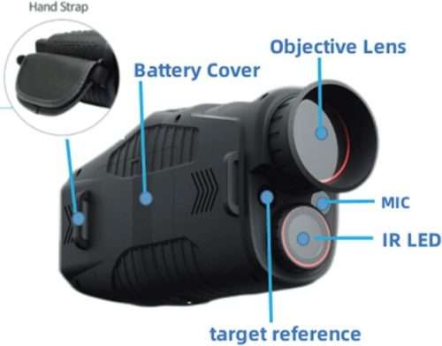 1080P Monocular Infrared Night Vision Device - Day/Night Use with Photo & Video