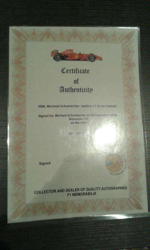 Signed Michael Schumacher replica Helmet