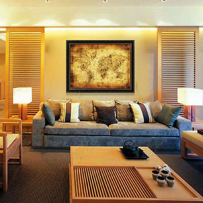 Vintage Style Retro Rustic Poster Globe Old World Nautical Map 71X40CM