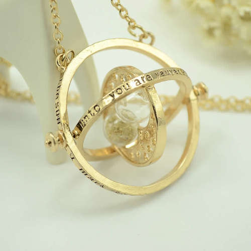 HARRY POTTER Spinning Time Turner Necklace Hermoine Granger Rotating Hourglass