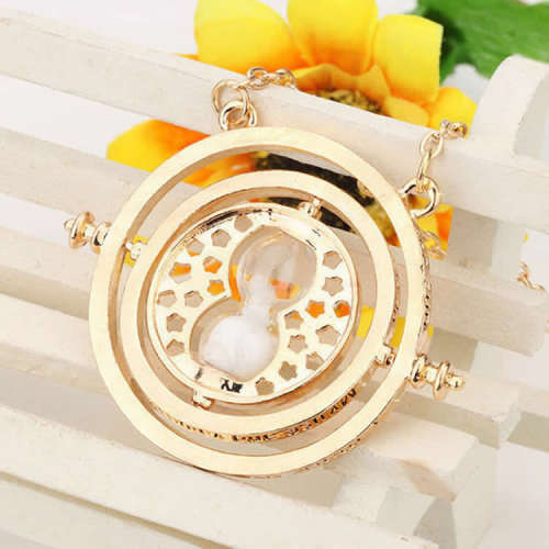 HARRY POTTER Spinning Time Turner Necklace Hermoine Granger Rotating Hourglass