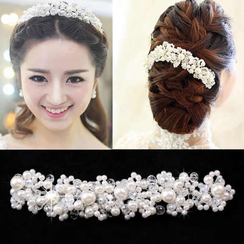 *LOCAL STOCK* White faux pearl vintage crystal bride headdress/bridal Wedding dress