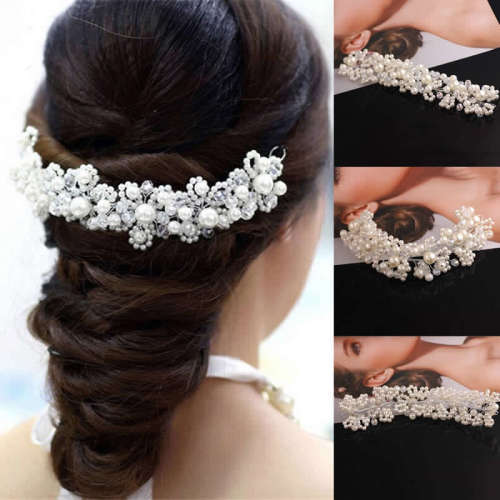 *LOCAL STOCK* White faux pearl vintage crystal bride headdress/bridal Wedding dress