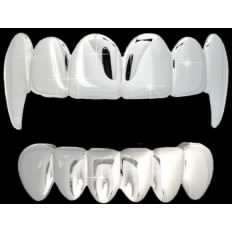 Hip Hop Gold Plated Fangs Teeth Grillz Caps Top&Bottom Grill Unisex