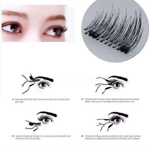 4Pcs/Set Magnetic 3D Eyelashes + FREE EYELASH APPLICATOR TWEEZER