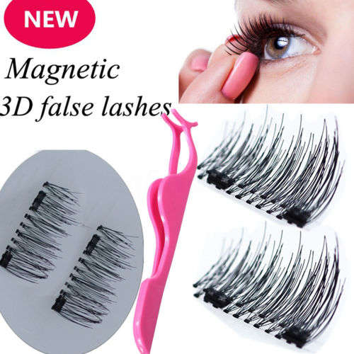 4Pcs/Set Magnetic 3D Eyelashes + FREE EYELASH APPLICATOR TWEEZER