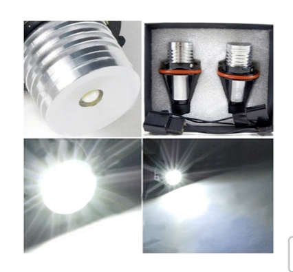 2Pc -3W 7000k LED Angle Eyes Halo Xenon Marker Ring Light Bulb  For BMW E39 E53 E60 E61 E63 E64 E