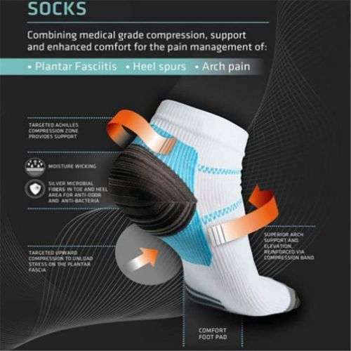1 PAIR Miracle Foot Compression Sock Anti-Fatigue Plantar Fasciitis Heel Spurs Pain For Men&Women