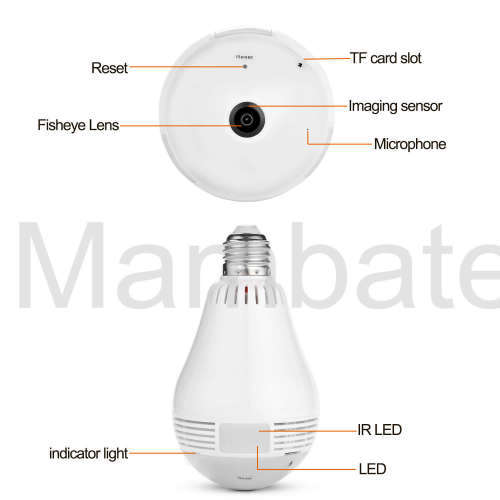 Light Bulb IP Camera 360 Degrees Panoramic Hidden WIFI Camera Cam Mini Security
