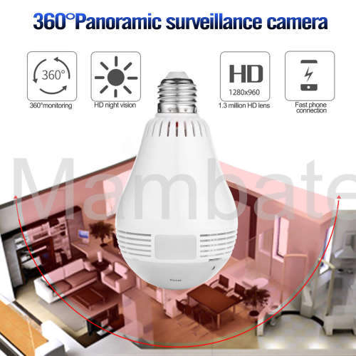 Light Bulb IP Camera 360 Degrees Panoramic Hidden WIFI Camera Cam Mini Security