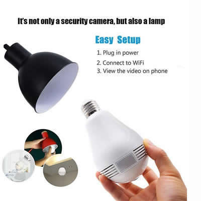 Light Bulb IP Camera 360 Degrees Panoramic Hidden WIFI Camera Cam Mini Security