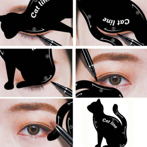 2Pc Cat Shaped Eyeliner Stencil Eye Liner Stencil Models Eye Shadow Template Shaper Makeup Tool
