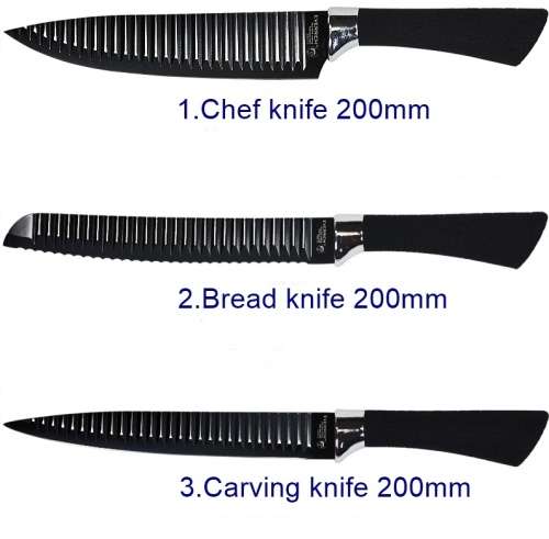 6pc Non-Stick Ceramic Knife Box Set- Stainless Steel
