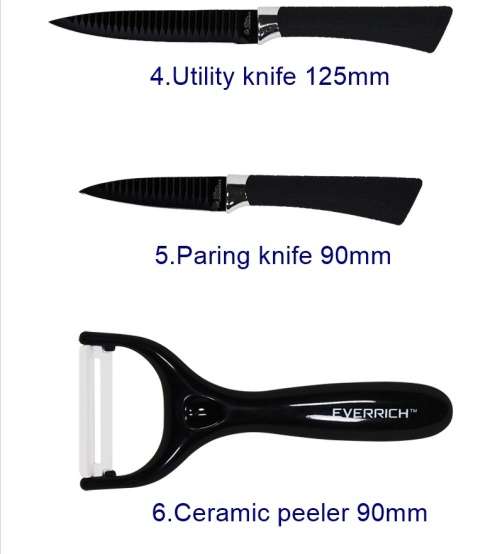 6pc Non-Stick Ceramic Knife Box Set- Stainless Steel