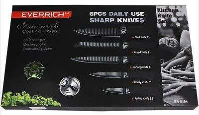 6pc Non-Stick Ceramic Knife Box Set- Stainless Steel